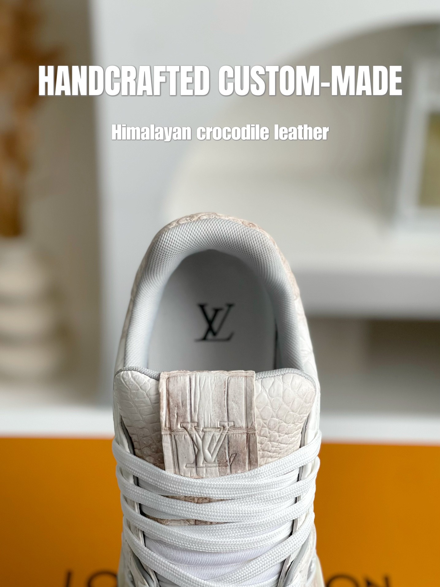 「#2016」【Handmade Custom】Louis Vuitton Himalayan Crocodile Leather Trainer Sneakers
