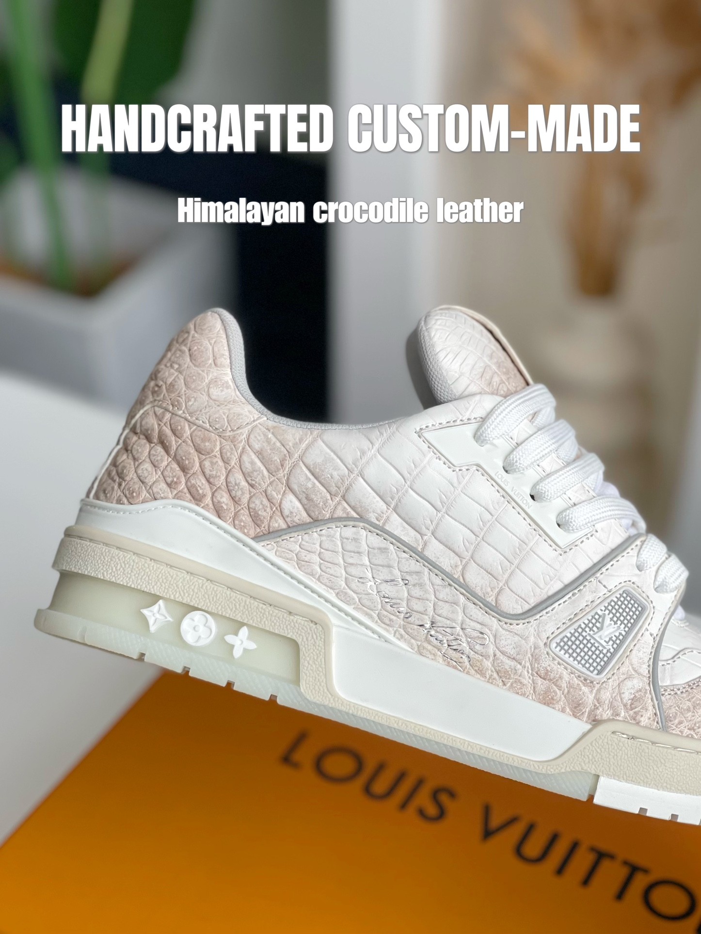 「#2016」【Handmade Custom】Louis Vuitton Himalayan Crocodile Leather Trainer Sneakers