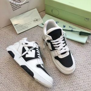 「#3246」Off-White Out-Off-Office Leather Black and white contrast Sneakers