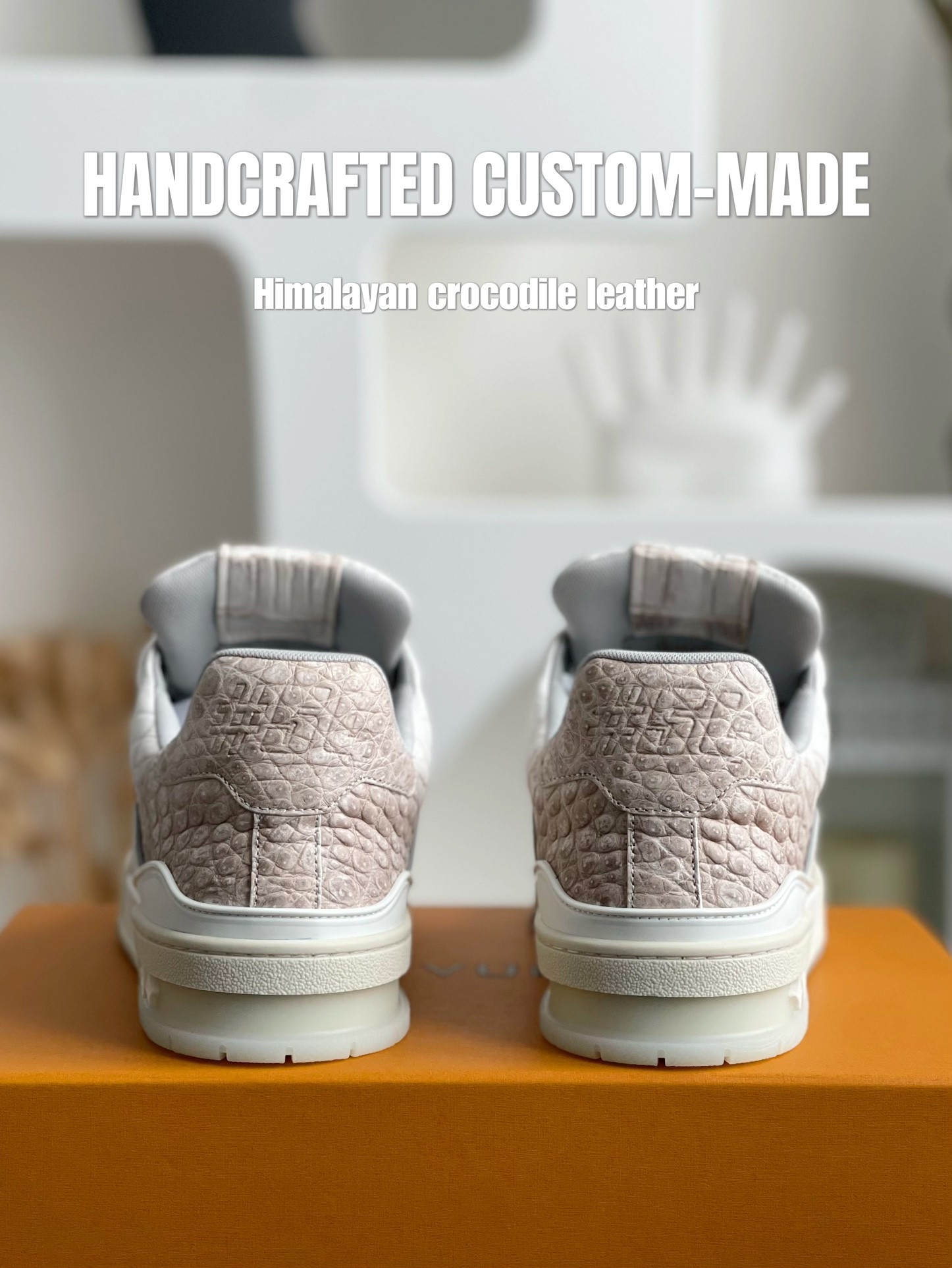 「#2016」【Handmade Custom】Louis Vuitton Himalayan Crocodile Leather Trainer Sneakers